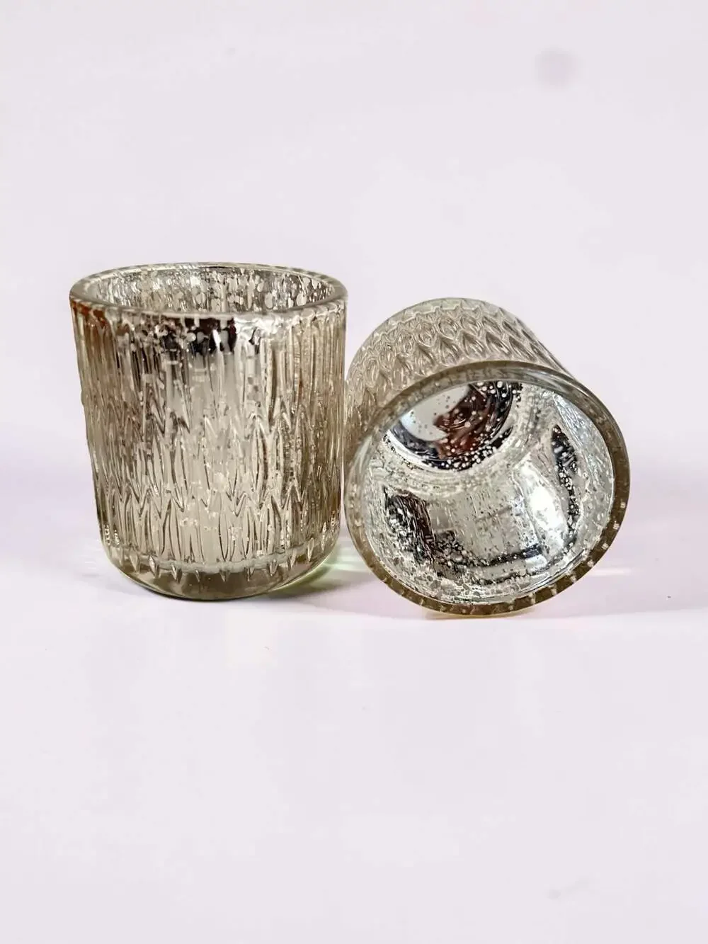 NCI Mercury Glass Christmas Votive Candle Holders, Set of 2